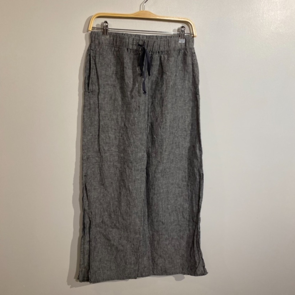 Max Studio Linen skirt 100% pockets drawstring waist maxi length